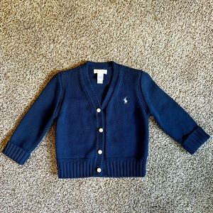 NWOT Ralph Lauren Polo Boys 18 Months Navy Blue Sweater Cardigan ~ADORABLE~